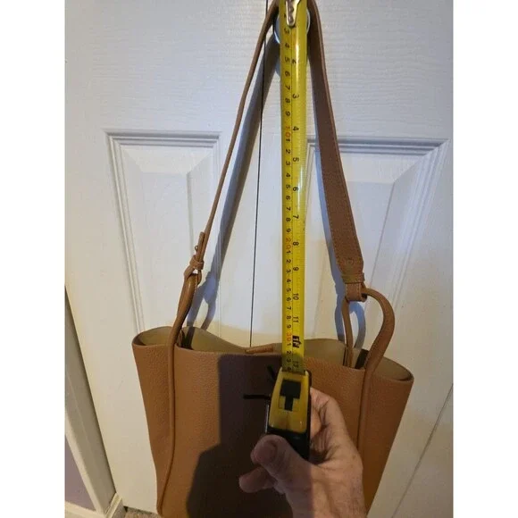 Antik Kraft Soft Vegan Shoulder Tote Detachable Pouch Brown Snap Closure - Picture 10 of 11